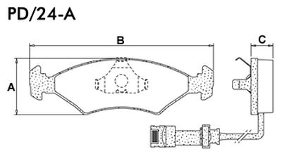 FRASLE PASTILLA EJE DELANT. 18MM  /FORD SIERRA 85> - ESCORT 94/95 (2 CABLE DETECTOR)  /(SIST.TEVES)