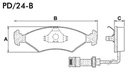 [PD24B.0332] FRASLE PASTILLA EJE DELANT. 18MM  /FORD SIERRA 85> ESCORT 94/95 (1 CABLE DECTECTOR)  /(SIST.TEVES)