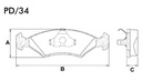 [PD34.0332] FRASLE PASTILLA EJE DELANT. 18MM  /ESCORT 1.4 1.6 93/96 - FIESTA 1.4 BRASILERO  /POINTER 1.8 2.0 93> (SIST.TEVES)