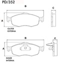 [PD352.0332] FRASLE PASTILLA EJE DELANT. 18MM  /FORD MONDEO 1.6 / 1.8 / 2.0 16V GUIA  - 4X4 - SW  /SIST.BENDIX