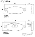 [PD352A.0332] FRASLE PASTILLA EJE DELANT. 18MM  /FORD MONDEO 2.0 16V GUIA 94>  /SIST.BENDIX