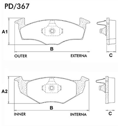 FRASLE PASTILLA EJE DELANT. 18.70 / 19MM  /VW POLO CLASSIC 96> GOLF GL 95> (DISCO SOLIDO)  /VOYAGE 1.6 99> //  AUDI A3 1.6 1.8 SEAT