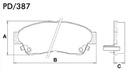 [PD387.0332] FRASLE PASTILLA EJE DELANT. 17.50MM  /TOYOTA RAV4 - CAMRY 90> CARINA 90> CORONA 93> COROLLA 92>  /SISTEMA AKEBONO