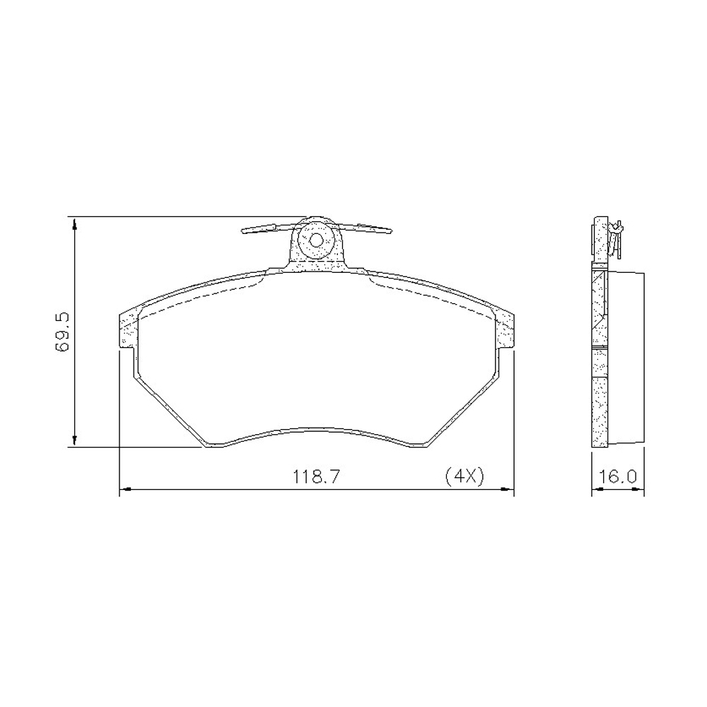FRASLE PASTILLA EJE DELANT.16MM  /AUDI - SEAT - VOLKSWAGEN 