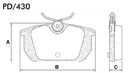 [PD430.0332] FRASLE PASTILLA EJE TRASERO 14.40MM  /FIAT UNO TURBO 90/94 - TIPO 95> PUNTO 93> TEMPRA 90>  /ALFA ROMEO // SISTEMA LUCAS GIRLING
