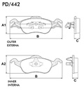 [PD442.0332] FRASLE PASTILLA EJE DELANT. 19MM  /FORD FOCUS 99> // SISTEMA TEVES 