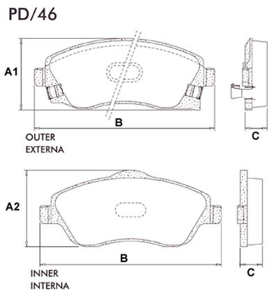 FRASLE PASTILLA EJE DELANT. 16.70MM  /GENERAL MOTORS CORSA II 1.8 02>  /SIST.VARGAS