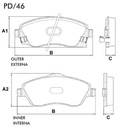 [PD46.0332] FRASLE PASTILLA EJE DELANT. 16.70MM  /GENERAL MOTORS CORSA II 1.8 02>  /SIST.VARGAS