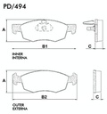 [PD494.0332] FRASLE PASTILLA EJE DELANT. 17.80MM  /FIAT DOBLO  // SISTEMA TEVES 