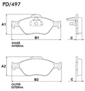 [PD497.0332] FRASLE PASTILLA EJE DELANT. 18MM  /FORD ECOSPORT 1.4 DIES 03> FIESTA 1.0 02> 