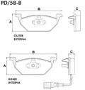 [PD58B.0332] FRASLE PASTILLA EJE DELANT. 19.50MM SEAT LEON 99> TOLEDO 98> AUDI A3 97> VW BORA 00> GOLF 99> VENTO 00>