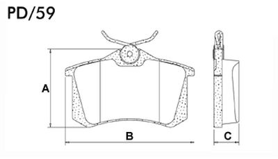 FRASLE PASTILLA EJE TRASERO 17MM PEUGEOT 308 408 11> A3 99/01 A4 02/04 A6 02> C3 02> C4 07> C4 LOUNGE 13> VW VENTO PASSAT