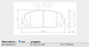 [PD621.0332] FRASLE PASTILLA EJE DELANT. 17.50MM  /TOYOTA YARIS 06> - COROLLA FIELDER 1.8 05/08 