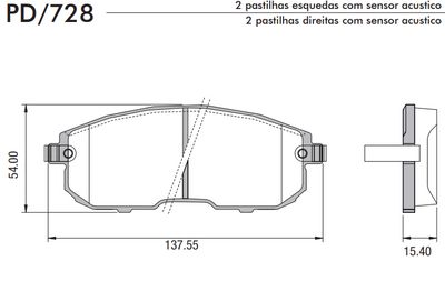 FRASLE PASTILLA EJE DELANT. 15.40MM  /NISSAN ALTIMA 01> MAXIMA 00/03 SENTRA 07>  /TIIDA HATCHBACK 1.8 10>
