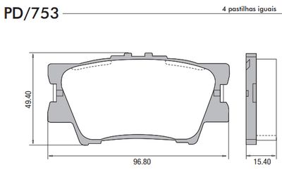 FRASLE PASTILLA EJE TRASERO 15.40MM  /TOYOTA RAV 4 CAMRY 2.4  3.5 2.0 16V 2006/2016 COROLLA CROSS 07/2020>