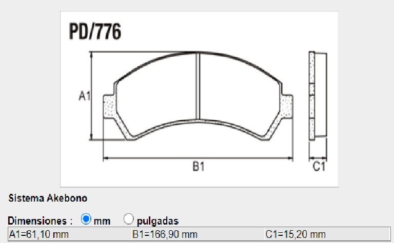 FRASLE PASTILLA EJE DELANT. 15.20MM  /CHEVROLET BLAZER 96/03 - S10 04> 
