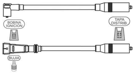 PRESTOLITE CABLE BUJIA POLO MI 1.6 1.8 1996> M4-PIN CAP.CHAPA