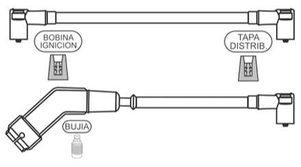 PRESTOLITE CABLE BUJIA GOL GL 1.6-1.8 <1992 M4-PIN CAP.CURVO CHAPA
