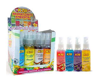 K78 AROMATIZANTE AMBIENTAL 75CC C/ATOMIZADOR SURTIDO (X UNID)