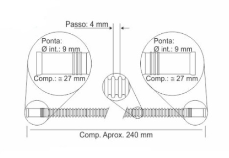 CRISTAL MANGUERA CORRUGADA 240MM BOCA 9MM  
