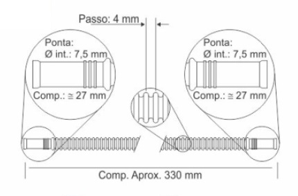 CRISTAL MANGUERA CORRUGADA 330MM BOCA 7.5MM  
