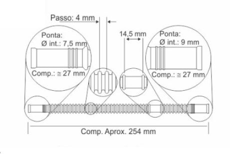 CRISTAL MANGUERA CORRUGADA 254MM BOCA 7.5/9MM  