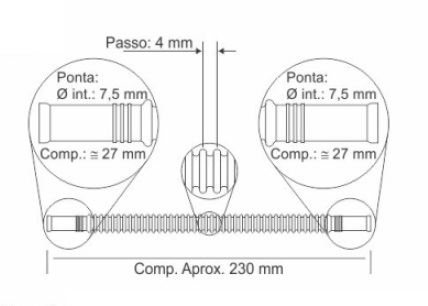 CRISTAL MANGUERA CORRUGADA 230MM BOCA 7.5MM  
