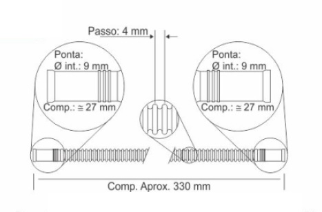 CRISTAL MANGUERA CORRUGADA 330MM BOCA 9MM  