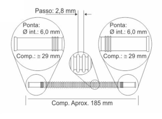 CRISTAL MANGUERA CORRUGADA 185MM BOCA 6MM  