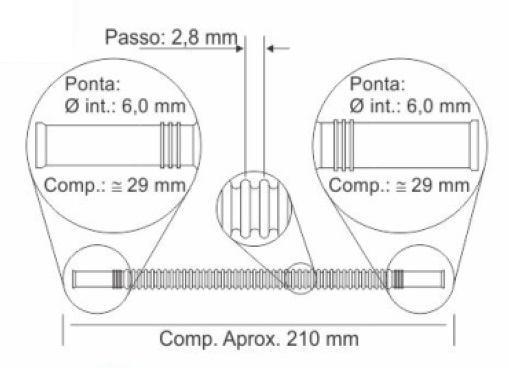 CRISTAL MANGUERA CORRUGADA 210MM BOCA 6MM  