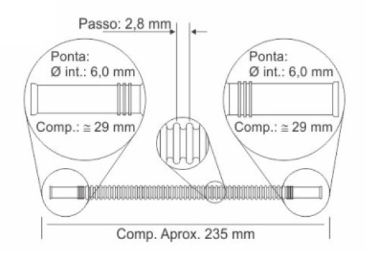 CRISTAL MANGUERA CORRUGADA 235MM BOCA 6MM  