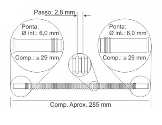 CRISTAL MANGUERA CORRUGADA 285MM BOCA 6MM  