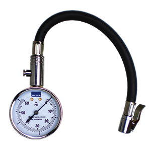 BEYCA MANOMETRO PARA PRESION DE NEUMATICOS MANGUERA GIRATORIA C/RACORD SIMPLE Y PICO DE ACOPLE RAPIDO