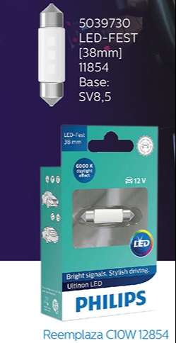 PHILIPS LAMPARA LED TUBULAR FESTOON 38MM LED ULW 12V SV8.5  / 12854