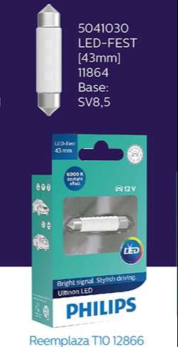 PHILIPS LAMPARA LED TUBULAR FESTOON 43MM LED ULW 12V SV8.5  / 12866