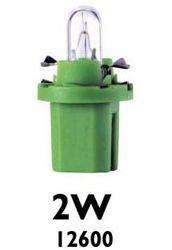 PHILIPS LAMPARA Y PORTAL.TABLERO 12V 2W BAX8.5D/2  BASE VERDE
